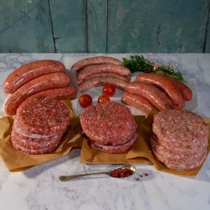 3 packs of Sausage or burgers